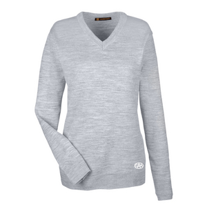 Ladies' Long Sleeve V-Neck Sweater - GREY